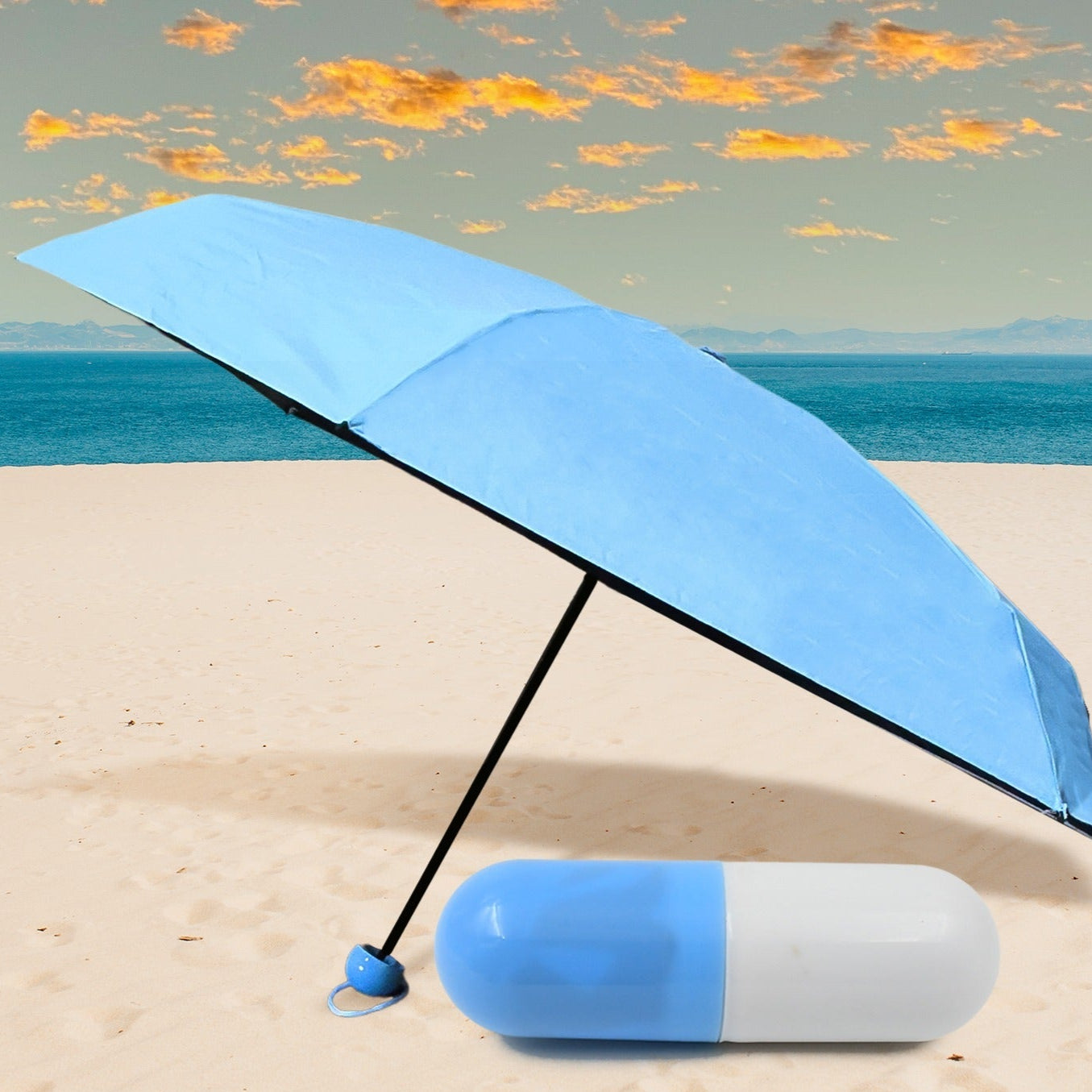 5 Fold Manual Open Umbrella With Capsule Case (1 Pc) - Happy Price - Image 1