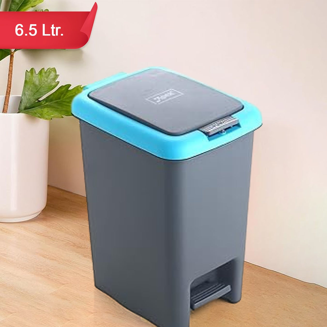 Apex 6.5 Litre Push Pedal Dustbin with Removable Basket - Mix Color - Happy Price - Image 1