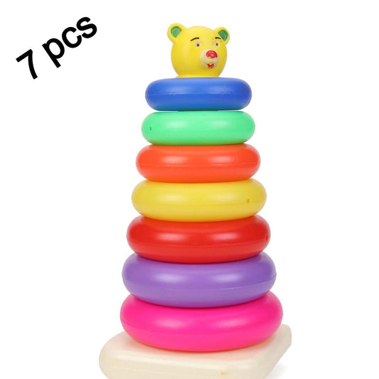 Plastic Baby Kids Teddy Stacking Ring Jumbo Stack Up Educational Toy 7pc - Happy Price - Image 1
