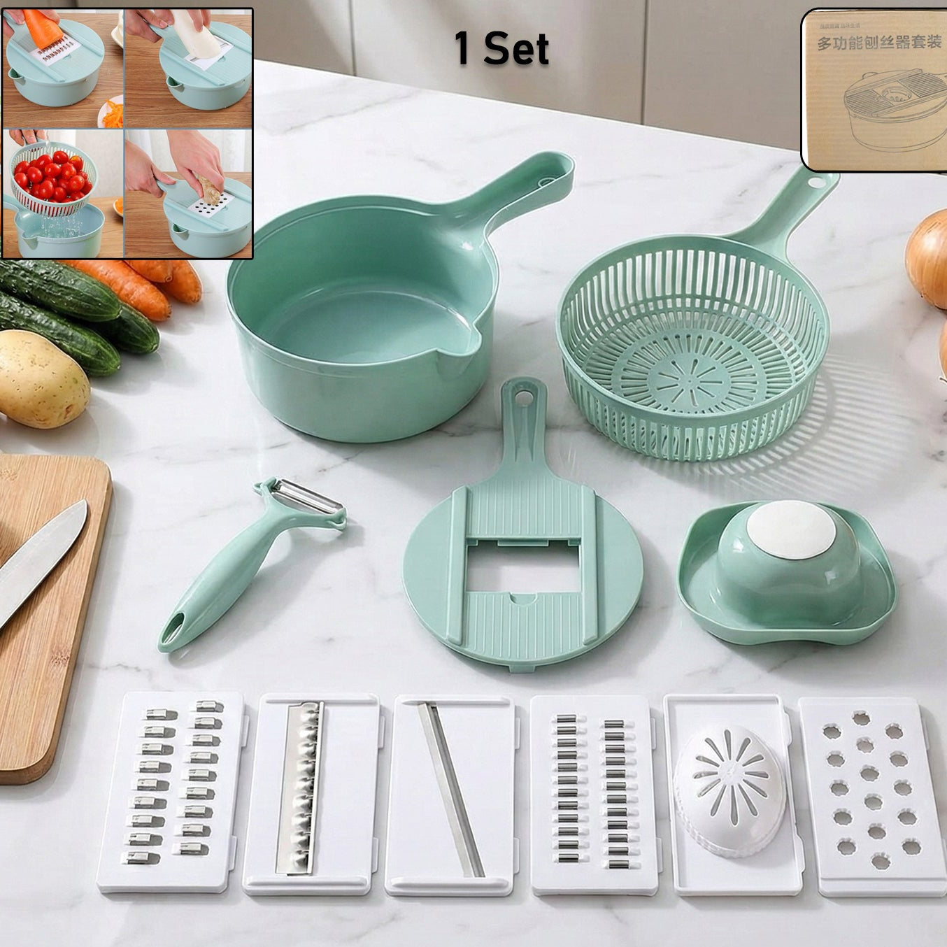 All-in-One Vegetable Cutter and Slicer Set with Container - Happy Price - Image 1