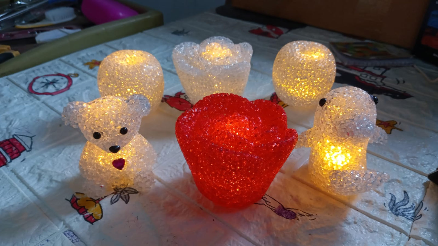Multi Shape Small Light Lamps Led Shape Crystal Night Light Lamp (6 Pc Set) - Happy Price - Image 7