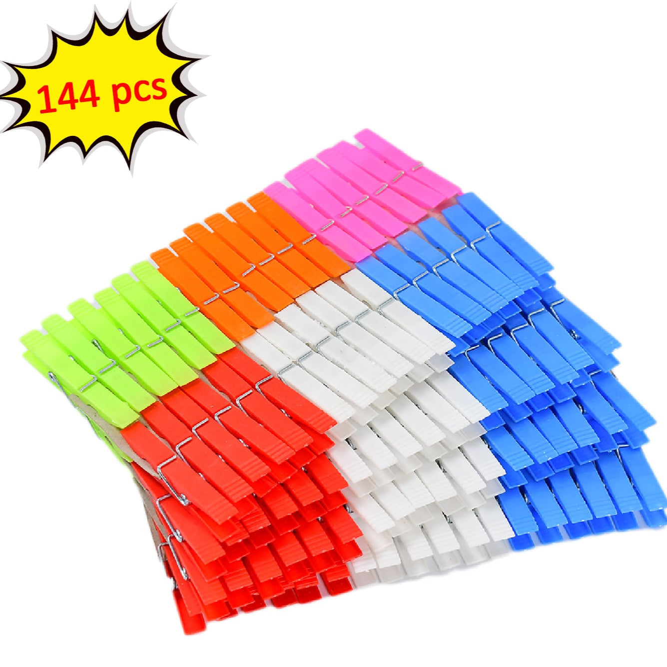 Multi Purpose Plastic Clothes Clips For Cloth Drying Clips (Set Of 144pc) - Happy Price - Image 1