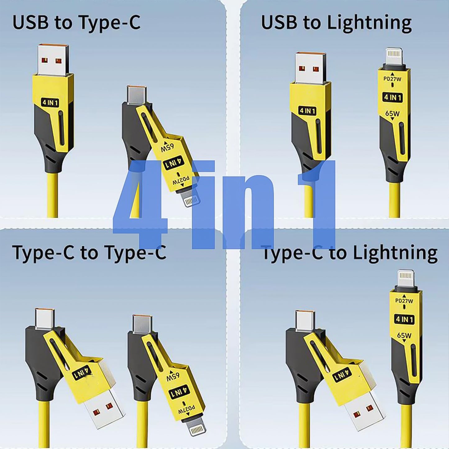 4 In 1 Spring Fast Charging Cable (1 Pc  1.5 Mtr Long) - Happy Price - Image 5