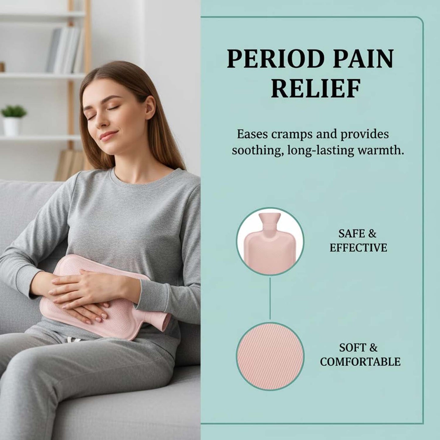 Small Hot Water Bag 21x12cm - 1 Pc Rubber Bottle for Pain Relief & Warmth - Happy Price - Image 6