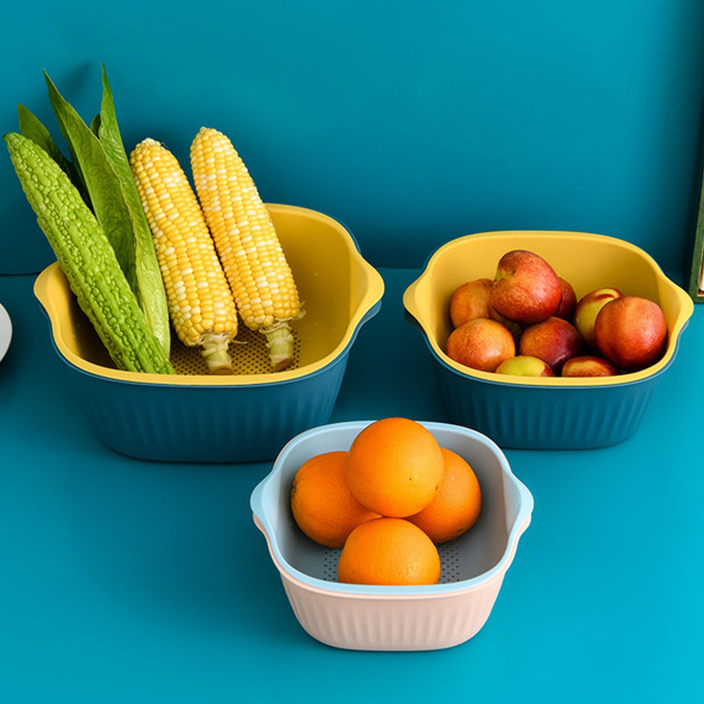 Kitchen Bowl Plastic Washing Bowl And Strainer Drainer Basket For Home  Kitchen Use - Happy Price - Image 4