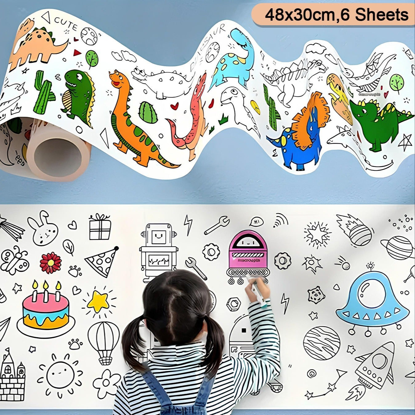 Fun And Educational Coloring Roll (1 Pc) - Happy Price - Image 1