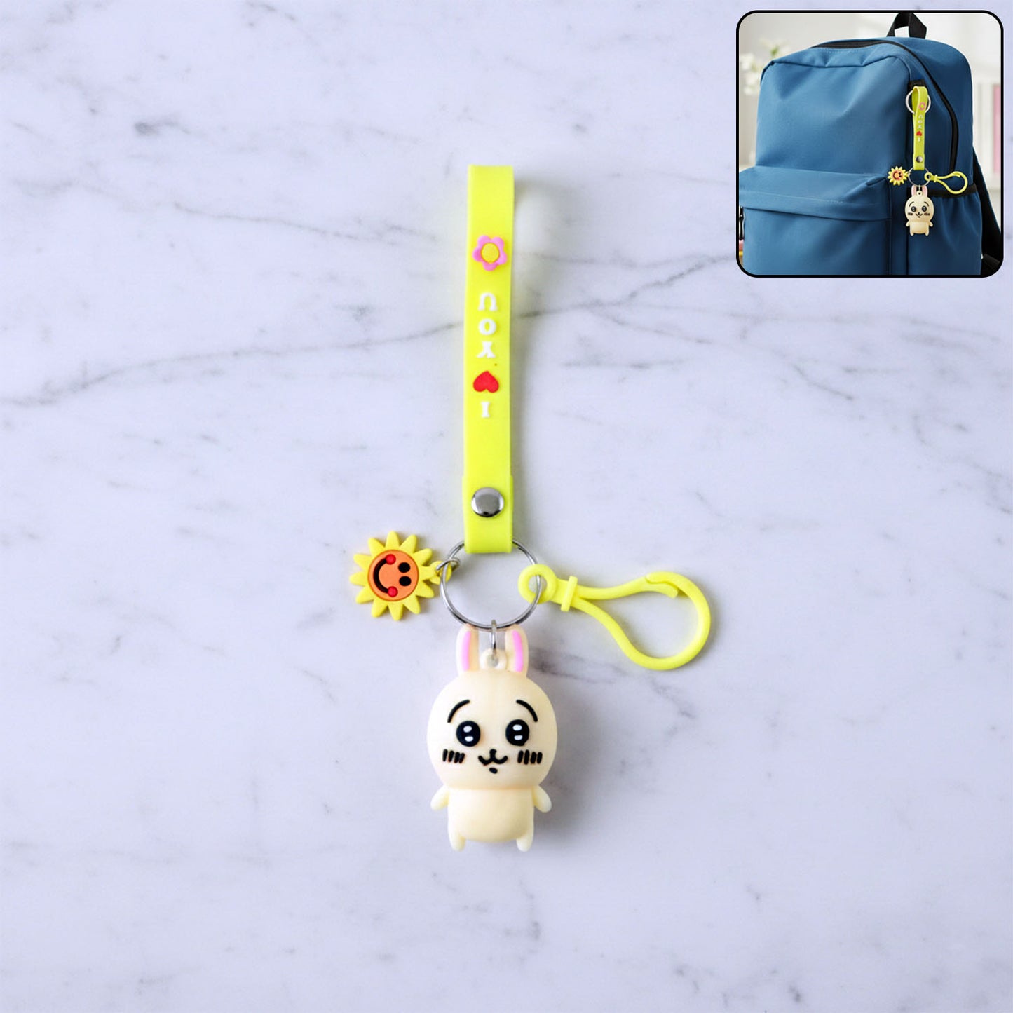 Cute Bunny Silicone Keychain with Decorative Strap (1 Pc) - Happy Price - Image 2