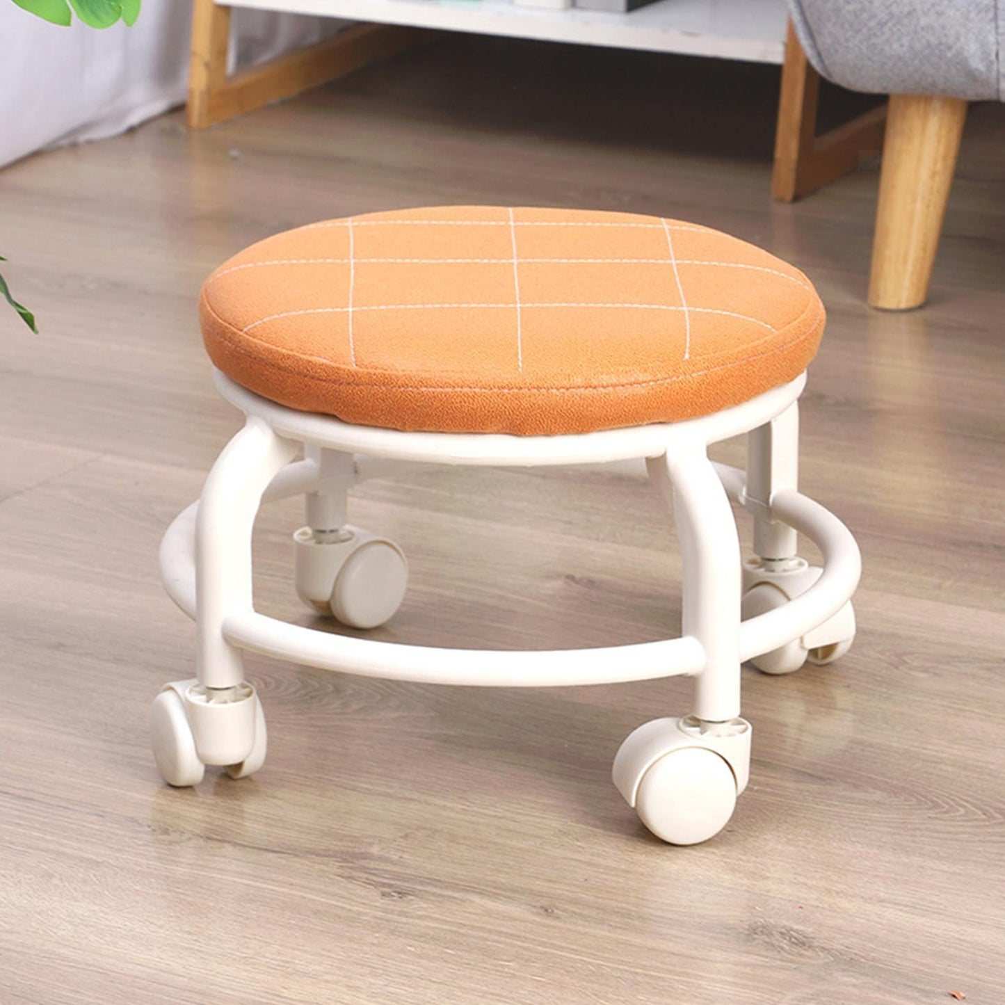 Roller Seat Stool Low Height Rolling Stool Multifunctional Small Household Movable Mini Stool Pulley Wheel Stool For Garage Home Library (1 Pc) - Happy Price - Image 2