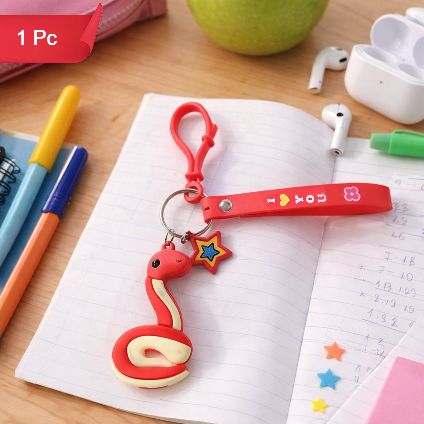 Cute Snake Shape Keychain with Strap & Hook Clip - 1 Pc - Happy Price - Image 1