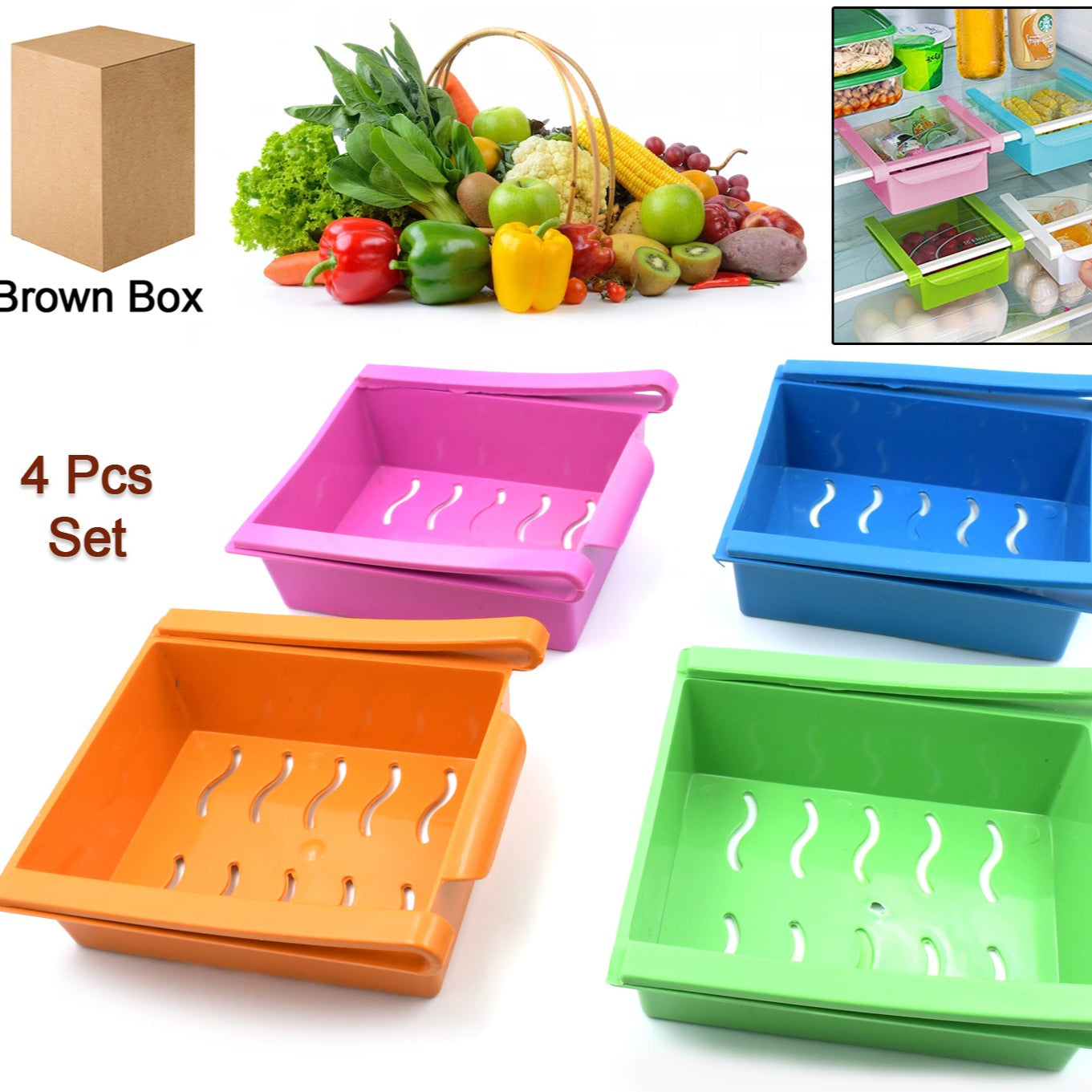 Adjustable Refrigerator Storage Organizer Drawers (4 Pc) - Happy Price - Image 1