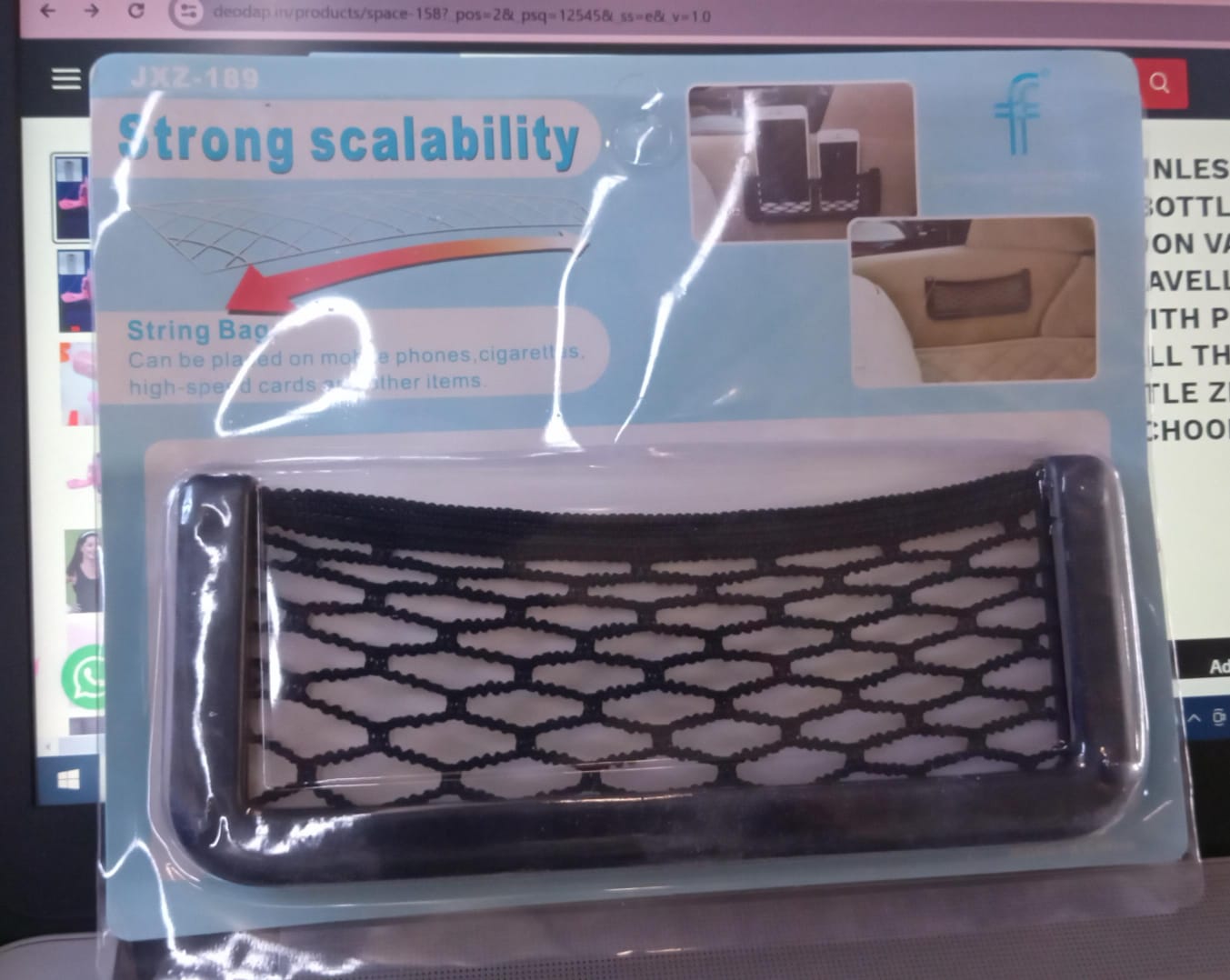 Car Storage Organize Car String Bag Car Seat Side Storage Net Bag Mesh Pocket Organizer Stick-on For Purse Bag Phone - Happy Price - Image 4