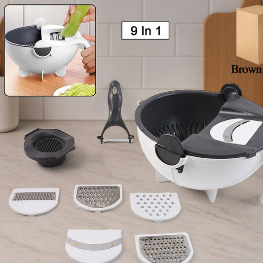 9-in-1 Kitchen Vegetable Chopper, Slicer & Grater Set with Drain Basket - Happy Price - Image 1