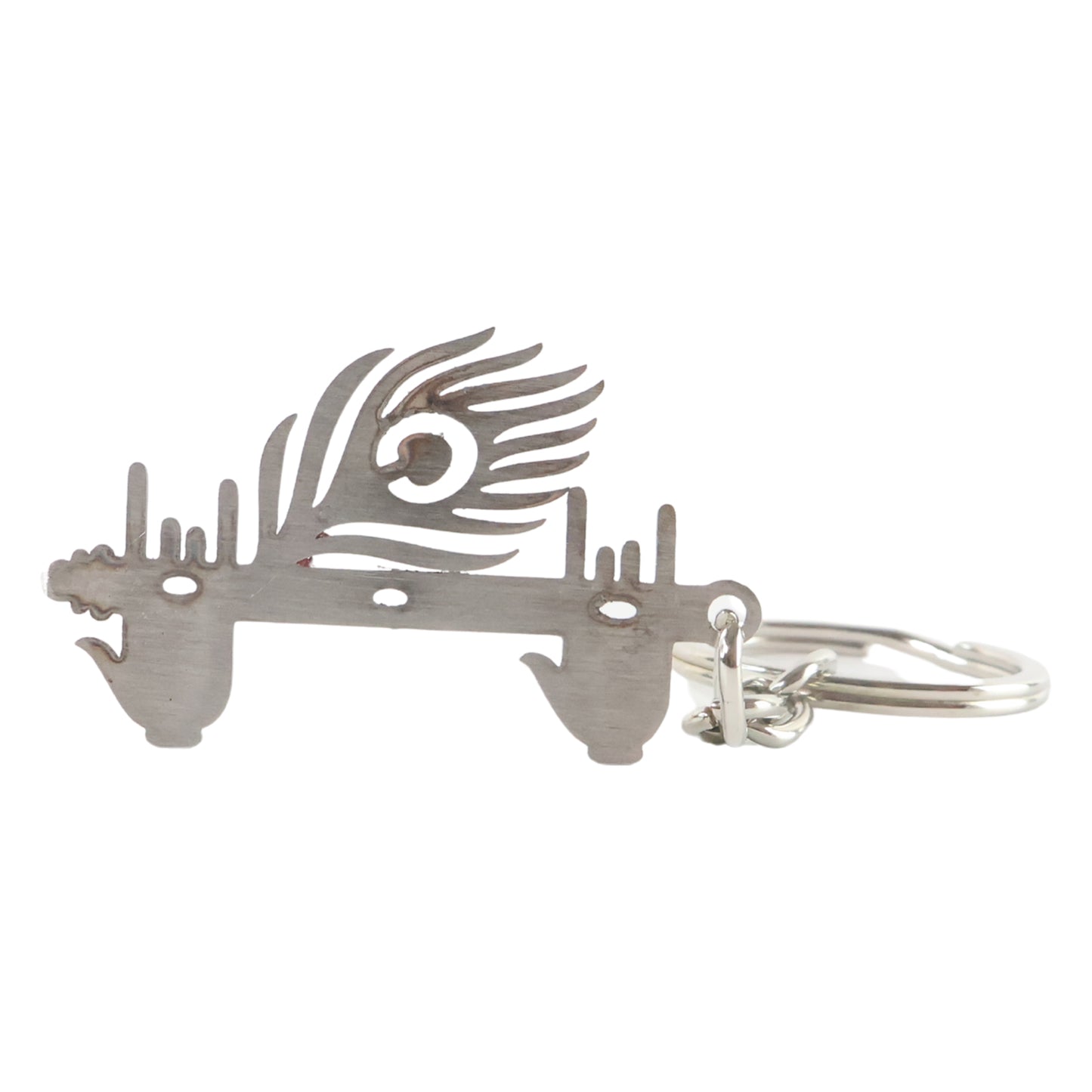Krishna Flute & Peacock Feather Metal Keychain - 1 Pc - Happy Price - Image 2