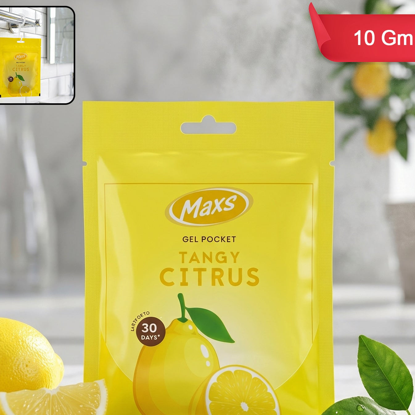 Maxs Tangy Citrus Gel Air Freshener Pocket Long Lasting 10 Gm