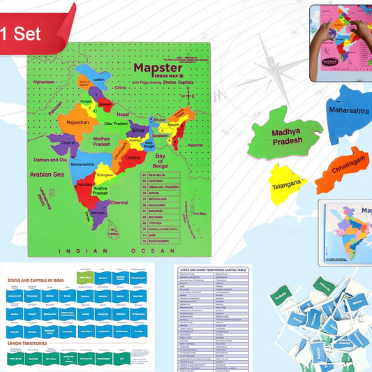 India Map EVA Foam Puzzle for Kids - Educational Geography Learning Toy with State Pieces & Capital Labels - Happy Price - Image 1