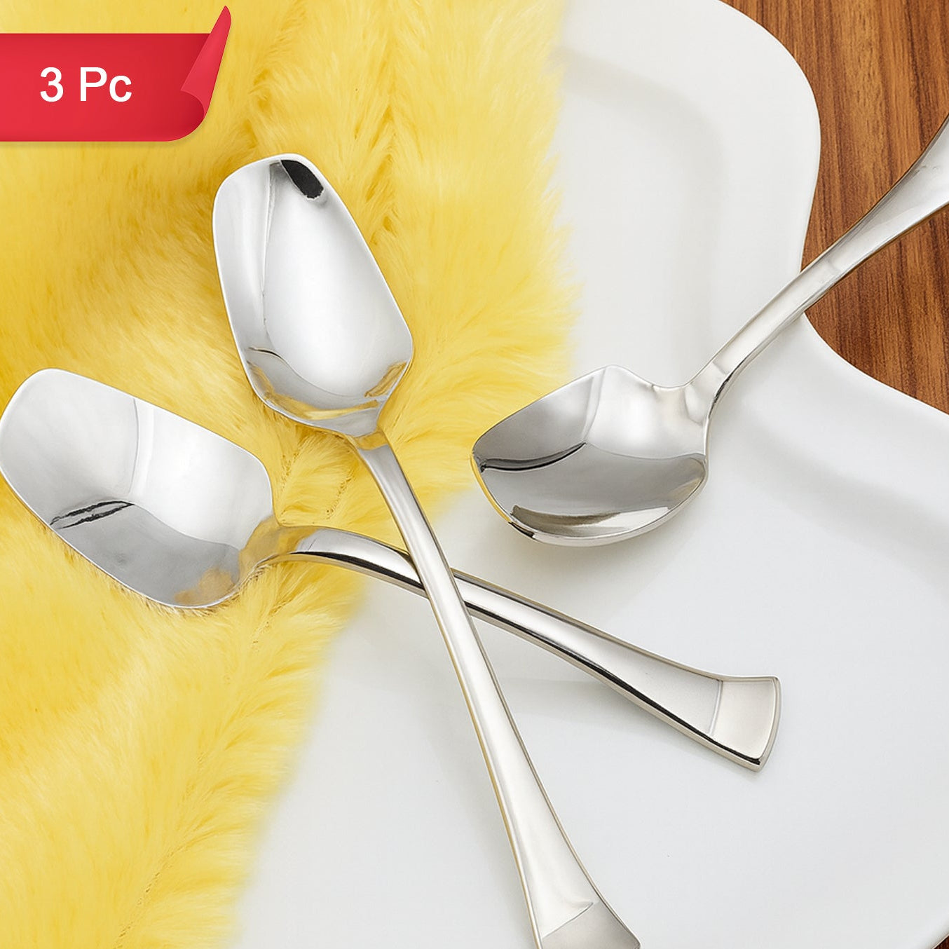 Stainless Steel Dessert Spoons - 3 Piece Set for Ice Cream & Falooda - Happy Price - Image 1