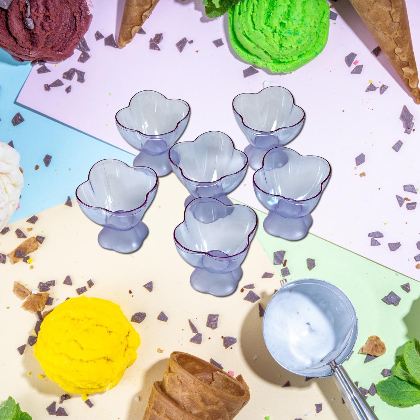 New Modern Style Dessert  Ice Cream Bowl Plastic 6pcs For Home  Office  Party Use - Happy Price - Image 7