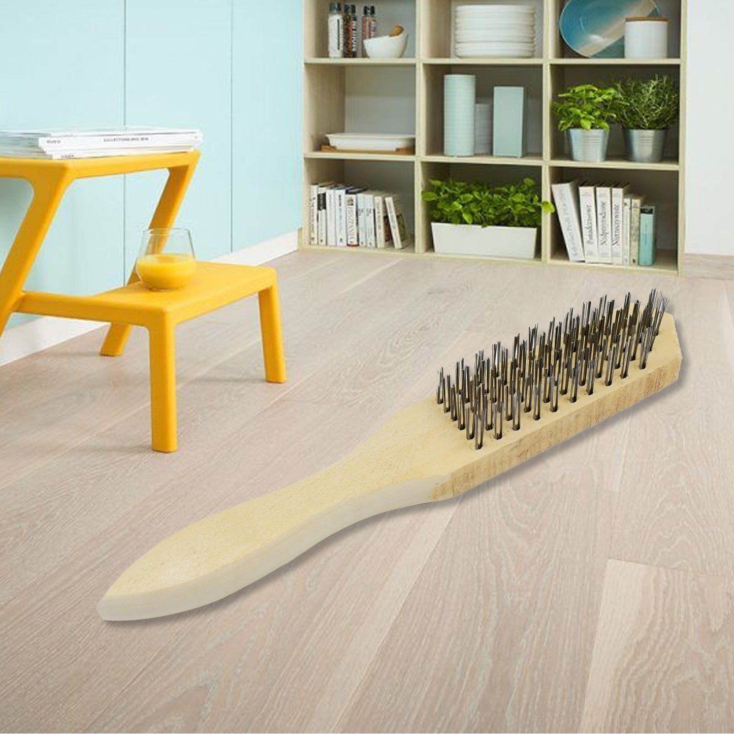 Steel Wire Brush with Wooden Handle for Tough Cleaning (1 Pc) - Happy Price - Image 2