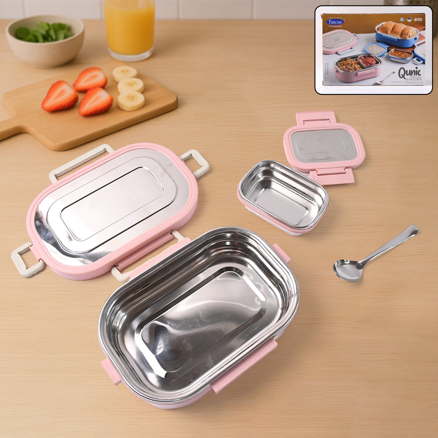 Miracle Carry 2 Compartment Lunch Box with Insulated Bag (400 ML x 2 Pcs) - Happy Price - Image 6