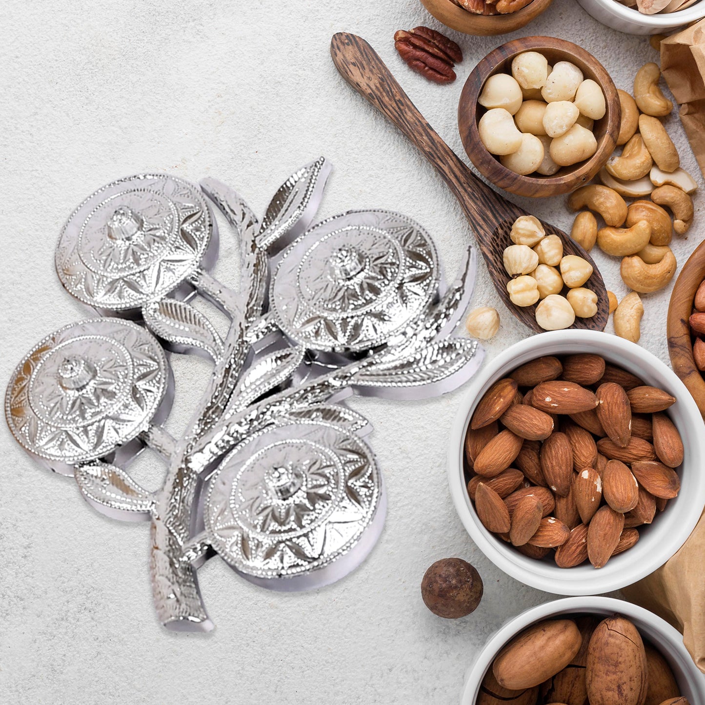 Tree Shape 4 Compartment Mukhwas Dani Serving Tray For Home  Kitchen Use - Happy Price - Image 3