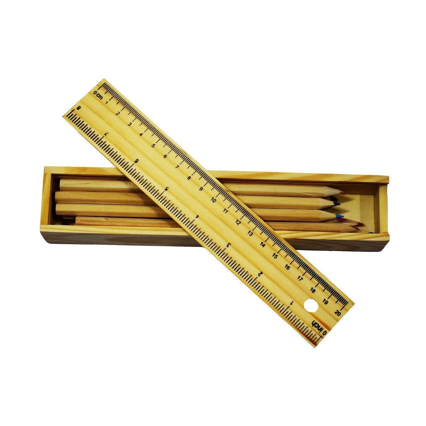 Colorful Wooden Pencil Set With Pencil Box Ruler Sharpener For For Kids Artist Architect - Happy Price - Image 7