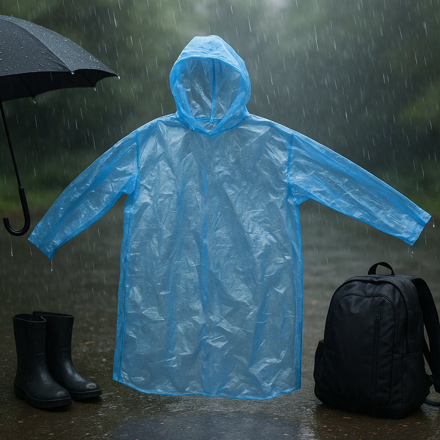 Ultra Lightweight Disposable Raincoat With Hood For Adults (1 Pc) - Happy Price - Image 6