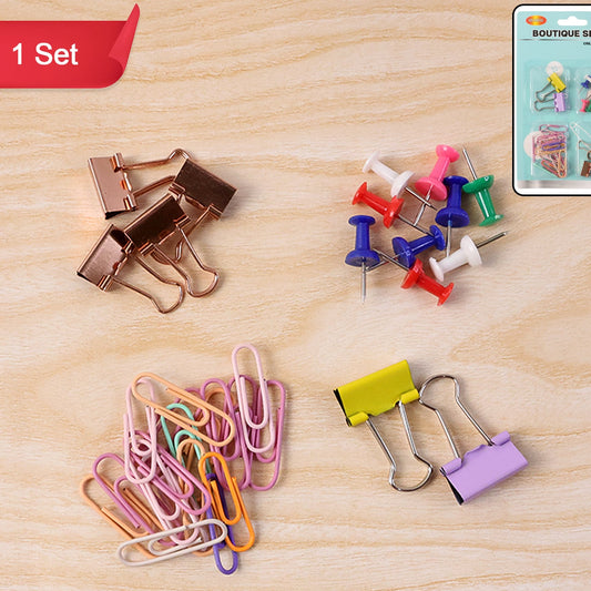 Office Stationery Clips and Pins Assortment Set - 1 Pc - Happy Price - Image 1
