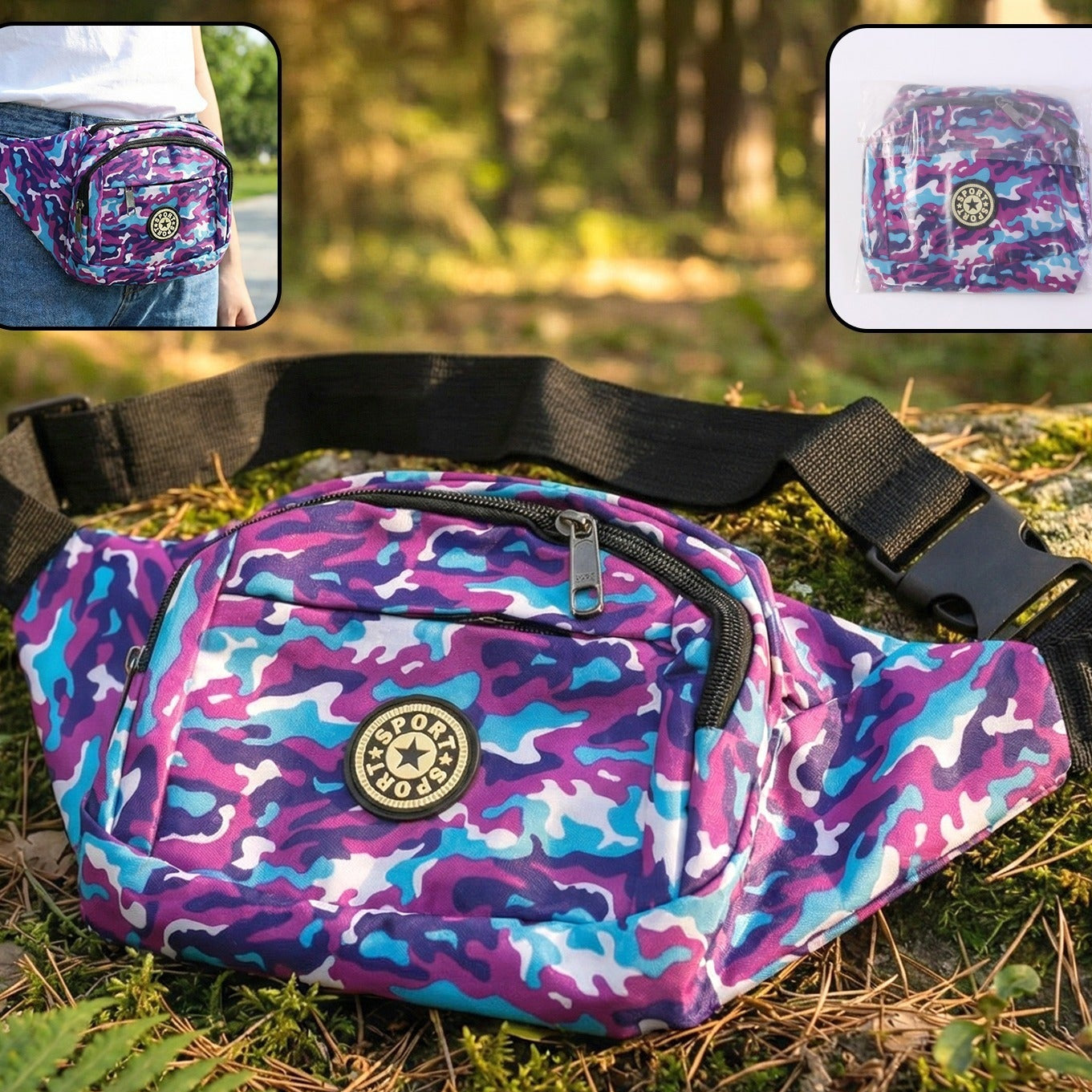 Camouflage Print Waist Bag (1 Pc) - Adjustable Strap for Travel & Sports - Happy Price - Image 1