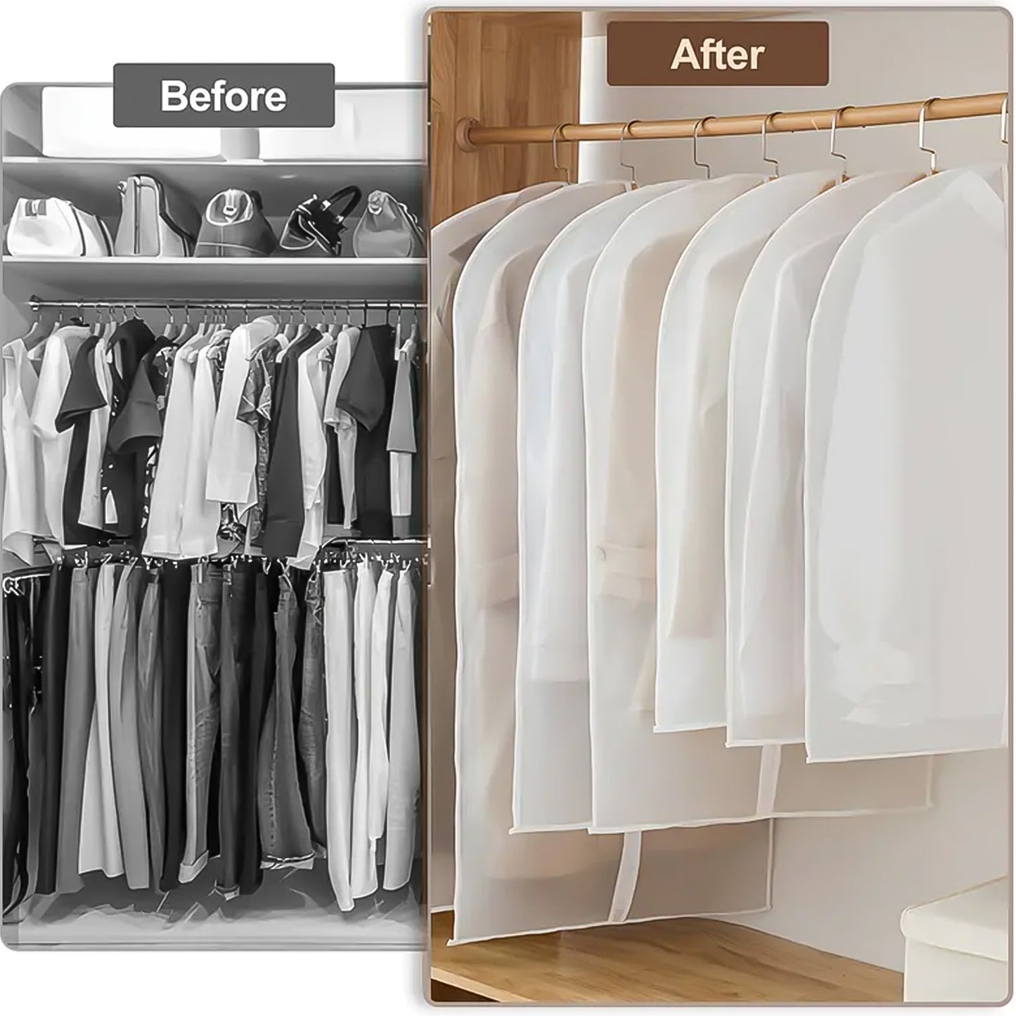Foldable Non-Woven Suit & Blazer Garment Cover Bag - 80x60 cm, 1 Pc, White - Happy Price - Image 3
