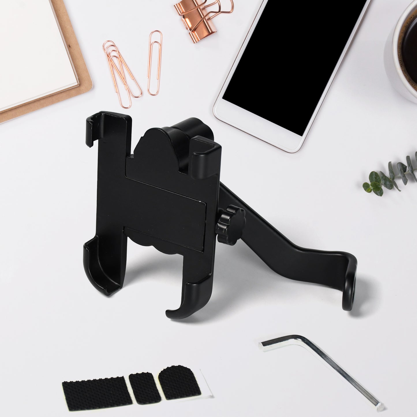 Mobile Phone Holder With Easy Adjustable Rear View Mirror Mount Solid Metal Cradle Stand Suitable For Bike  Mobile Phones - Happy Price - Image 3