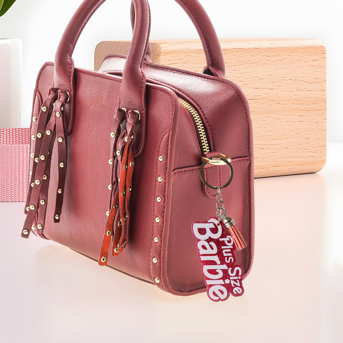 Text Keychain With Glitter Finish And Tassel Charm (1 Pc) - Happy Price - Image 4