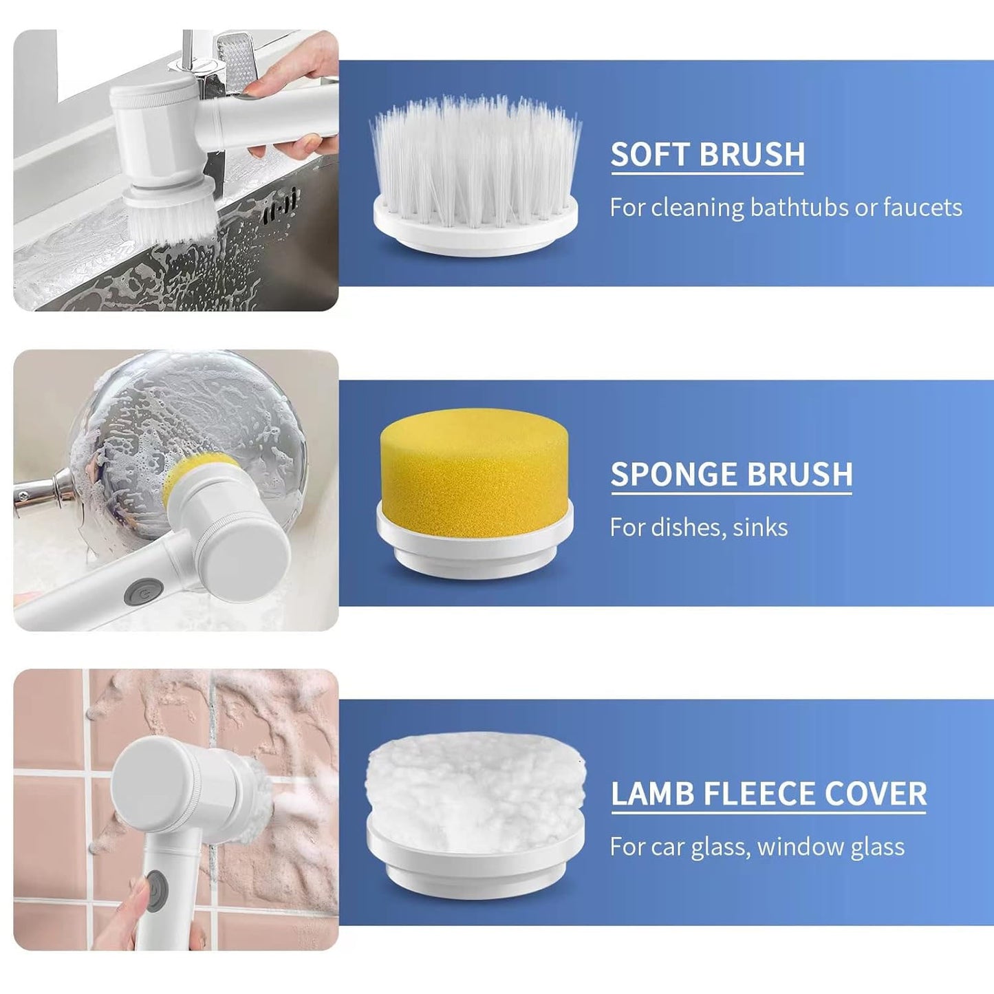 5-in-1 Electric Spin Cleaning Brush with Multiple Heads for Home - Happy Price - Image 3