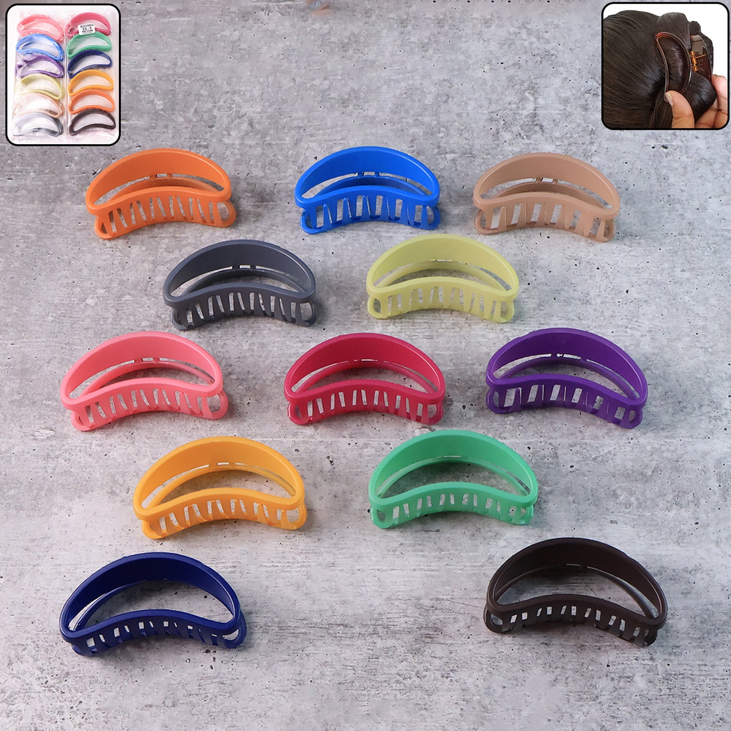 Plastic Hair Clamp Grip Simple Matte Hair Barrette Clamp (12 Pc) - Happy Price - Image 9