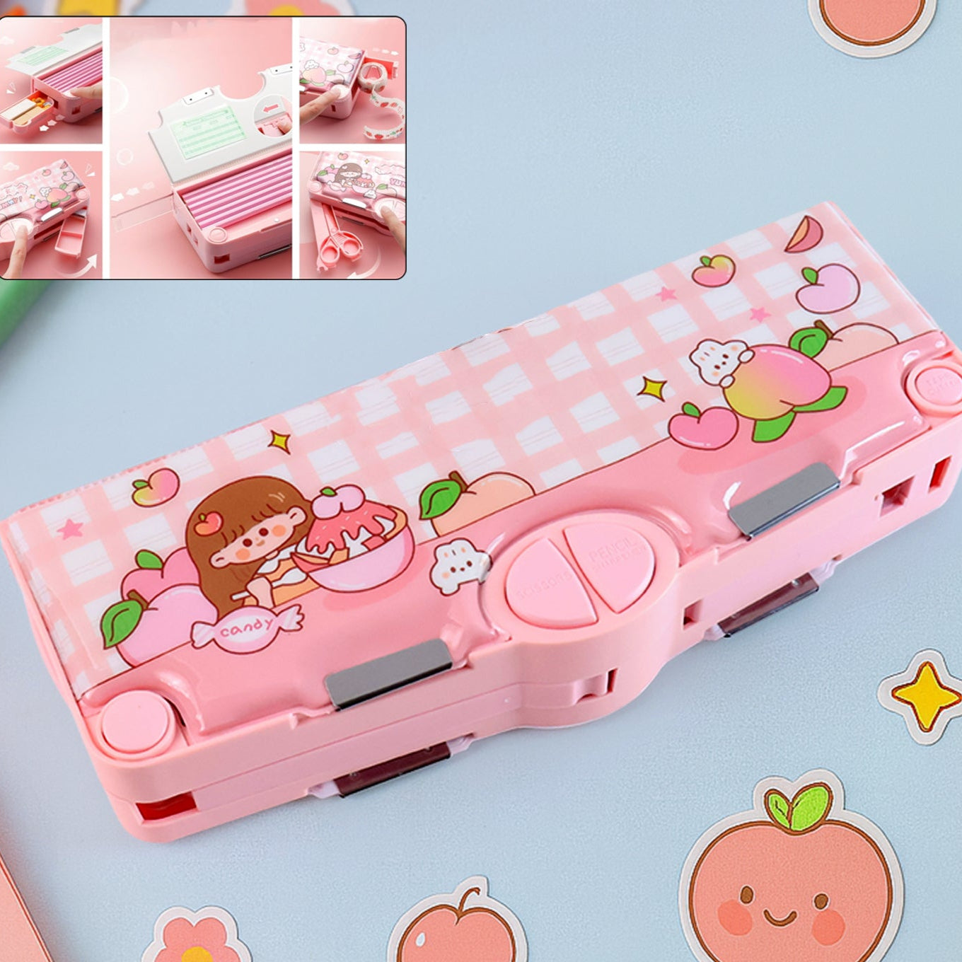 Multifunctional Cartoon Pencil Box (1 Pc) - Happy Price - Image 1