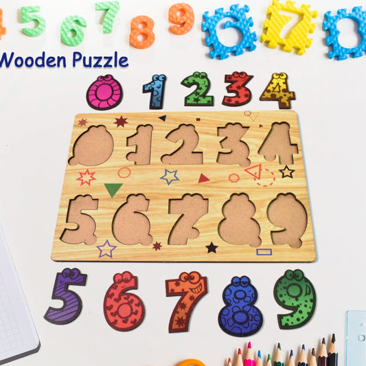 Wooden Number Puzzle Learning Educational Board (1 Set  2820 Cm) - Happy Price - Image 1