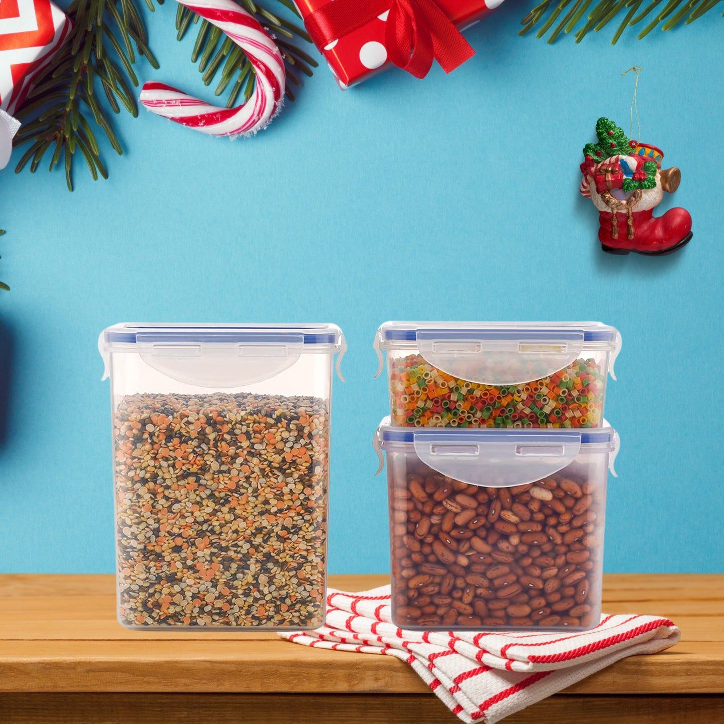 Classics Rectangular Plastic Airtight Food Storage Containers With Leak Proof Locking Lid Storage Container Set Of 3 Pc( Approx Capacity 500ml1000ml1500ml Transparent) - Happy Price - Image 6