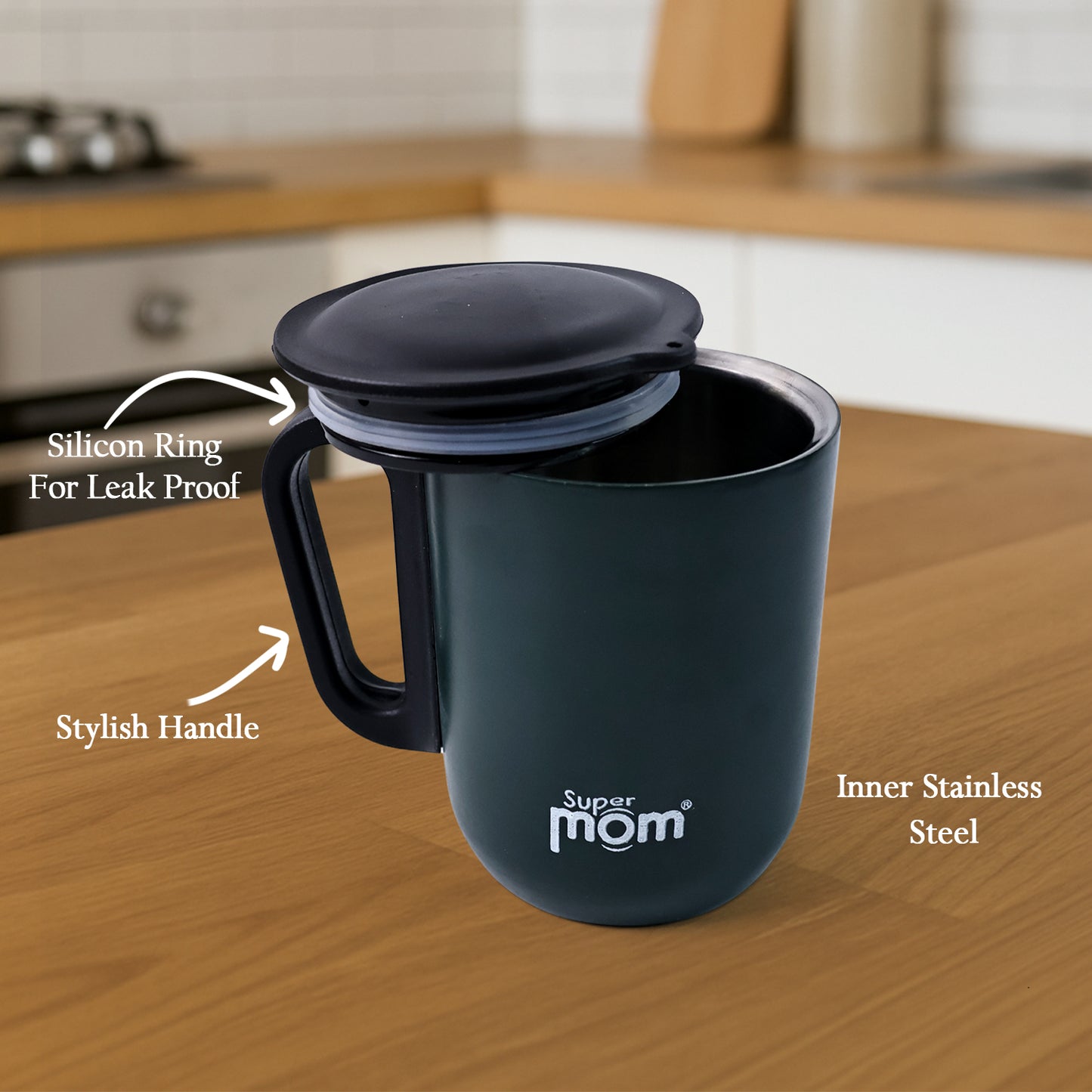 Supermom Metallic Stainless Steel Insulated Mug With Lid Approx 300ml (1 Pc) - Happy Price - Image 4