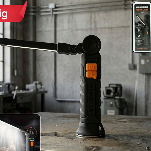 Rechargeable LED Work Light with 360° Rotating Head and Magnetic Base (1 Pc) - Happy Price - Image 1