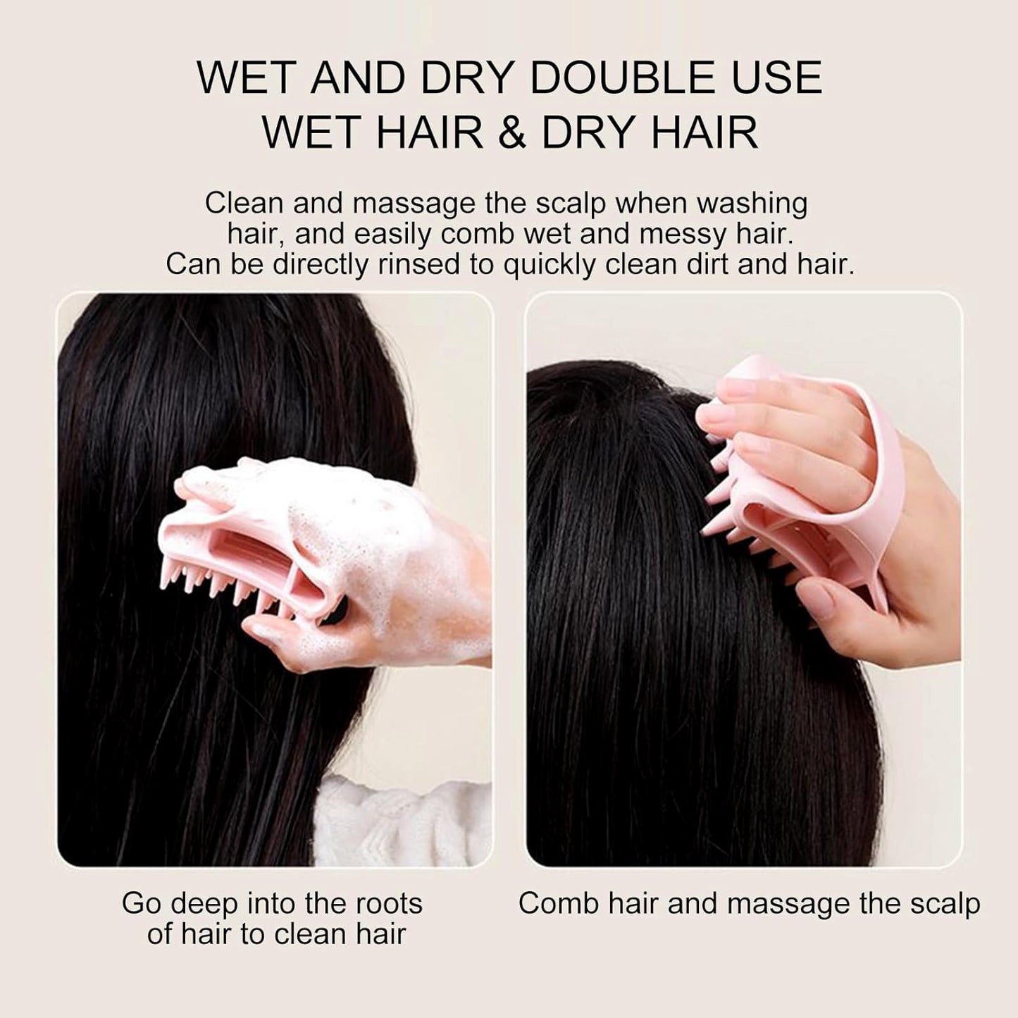 Silicone Scalp Massager Shampoo Brush with Handle for Deep Cleaning and Hair Growth - Happy Price - Image 5