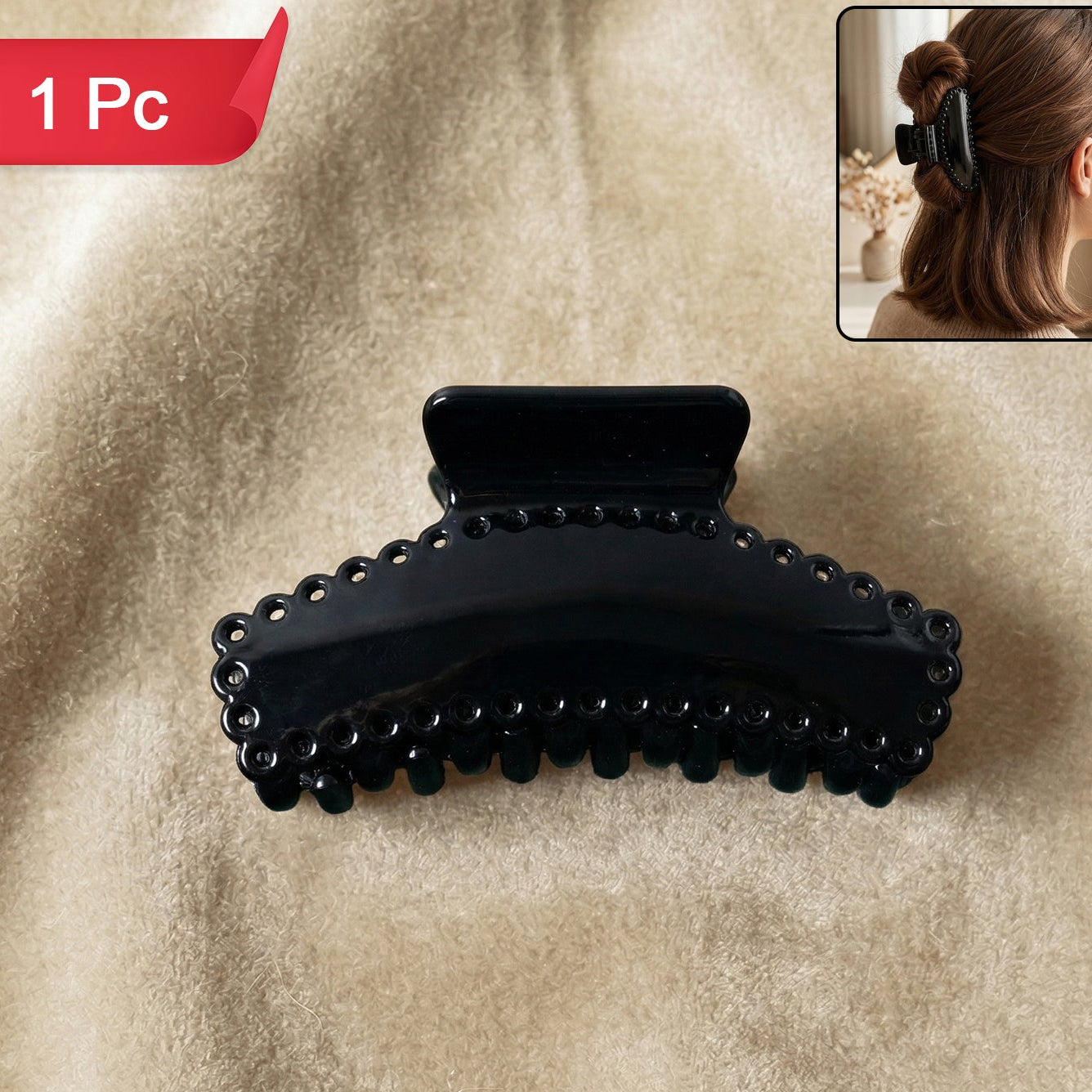 Elegant Black Hair Claw Clip (1 Pc)