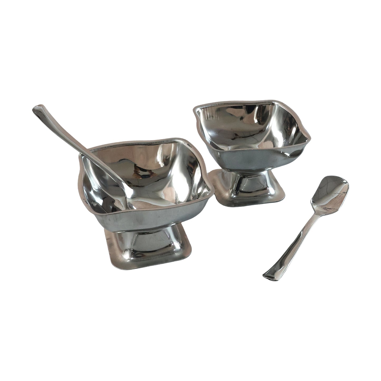 Stainless Steel Ice Cream Cups with Spoons Set - 6 Pc - Happy Price - Image 4