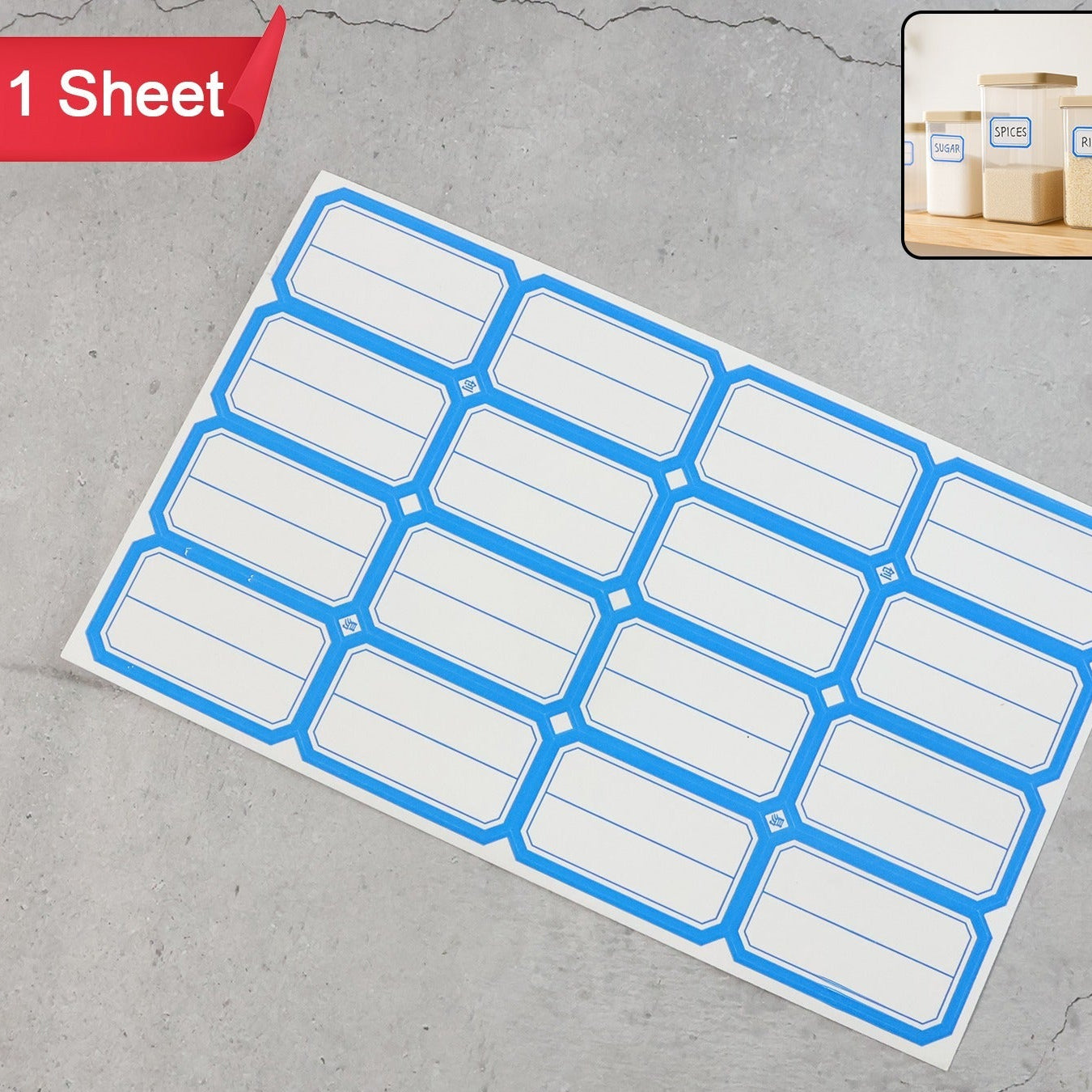 1 Sheet Rectangular Self-Adhesive Labels - Red & White - Happy Price - Image 1