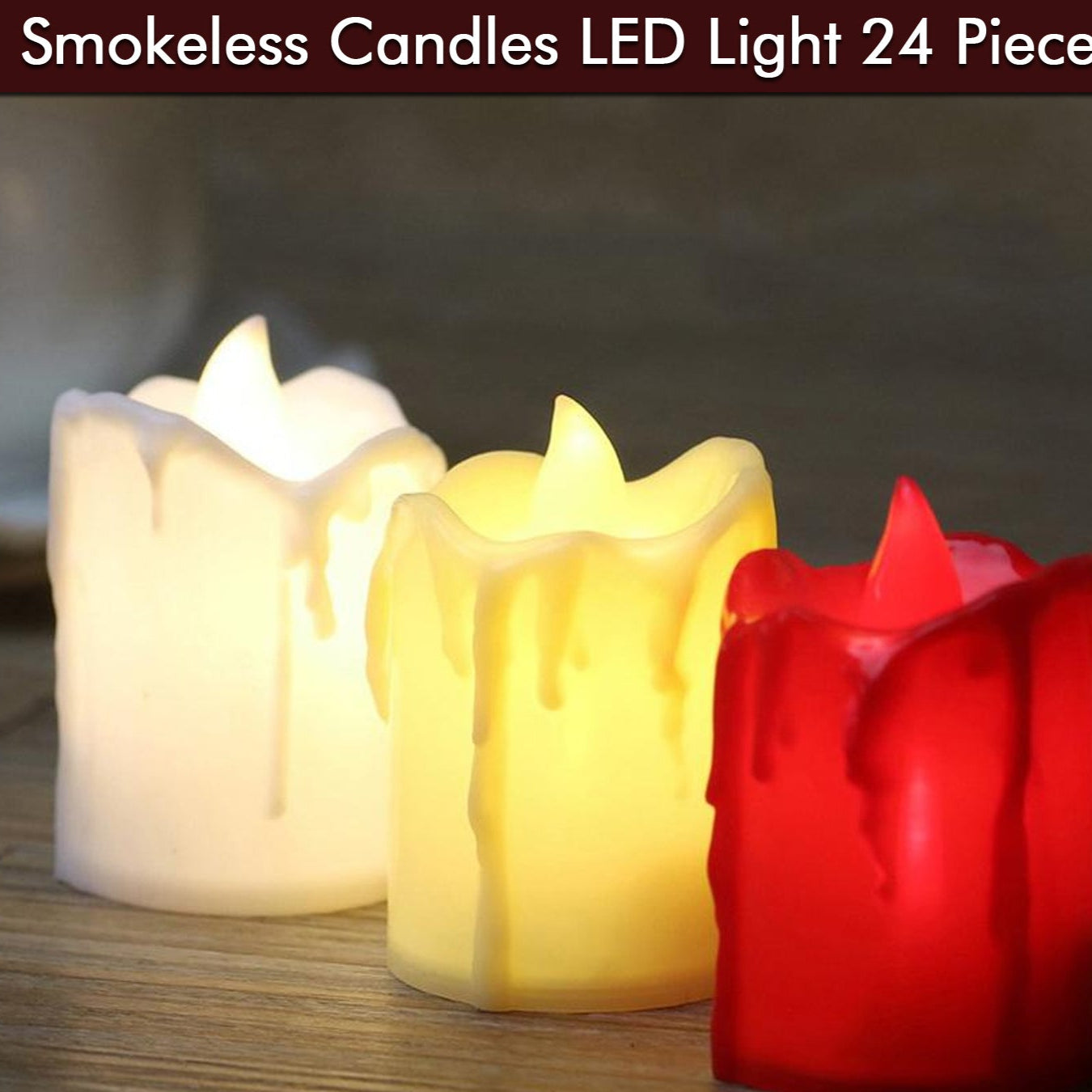 Multicolor Flameless Melted Design Candles For Decoration (Set Of 24pc) - Happy Price - Image 1