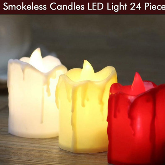 Multicolor Flameless Melted Design Candles For Decoration (Set Of 24pc) - Happy Price - Image 1