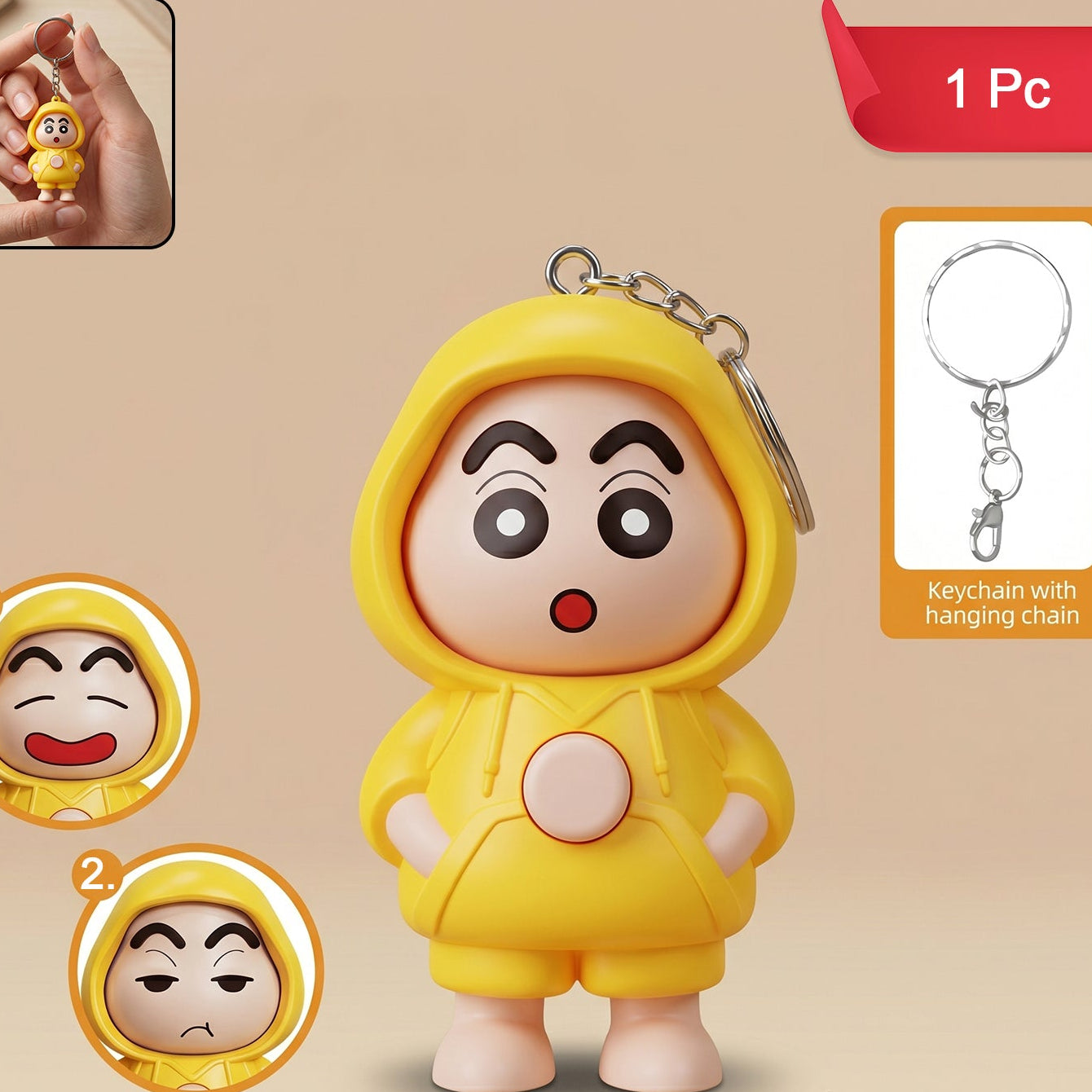 Face Changing Doll Keychain Toy - 1 Pc - Happy Price - Image 1