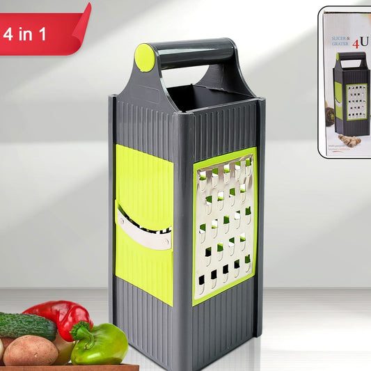 Steel And Plastic 4 In 1 Vegetable  Fruit Slicer Grater  Slicer (1 Pc) - Happy Price - Image 1