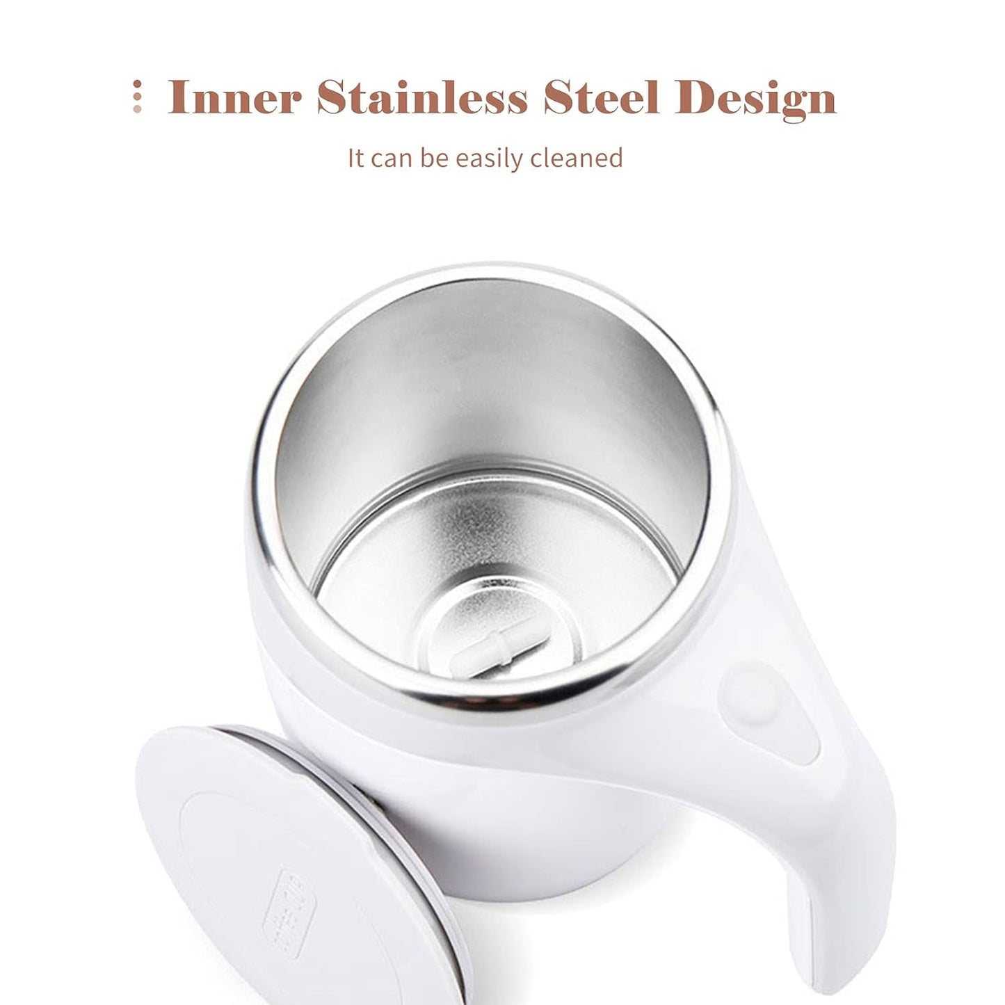 Stirring Coffee Mug  Magnetic Stirring Coffee Cup  Stainless Steel Mug For Milk  Travel Mixing Cup  Self Stirring Coffee Mug Suitable For Coffee Milk Hot Chocolat  Battery Operated ( Battery Not Included ) - Happy Price - Image 5