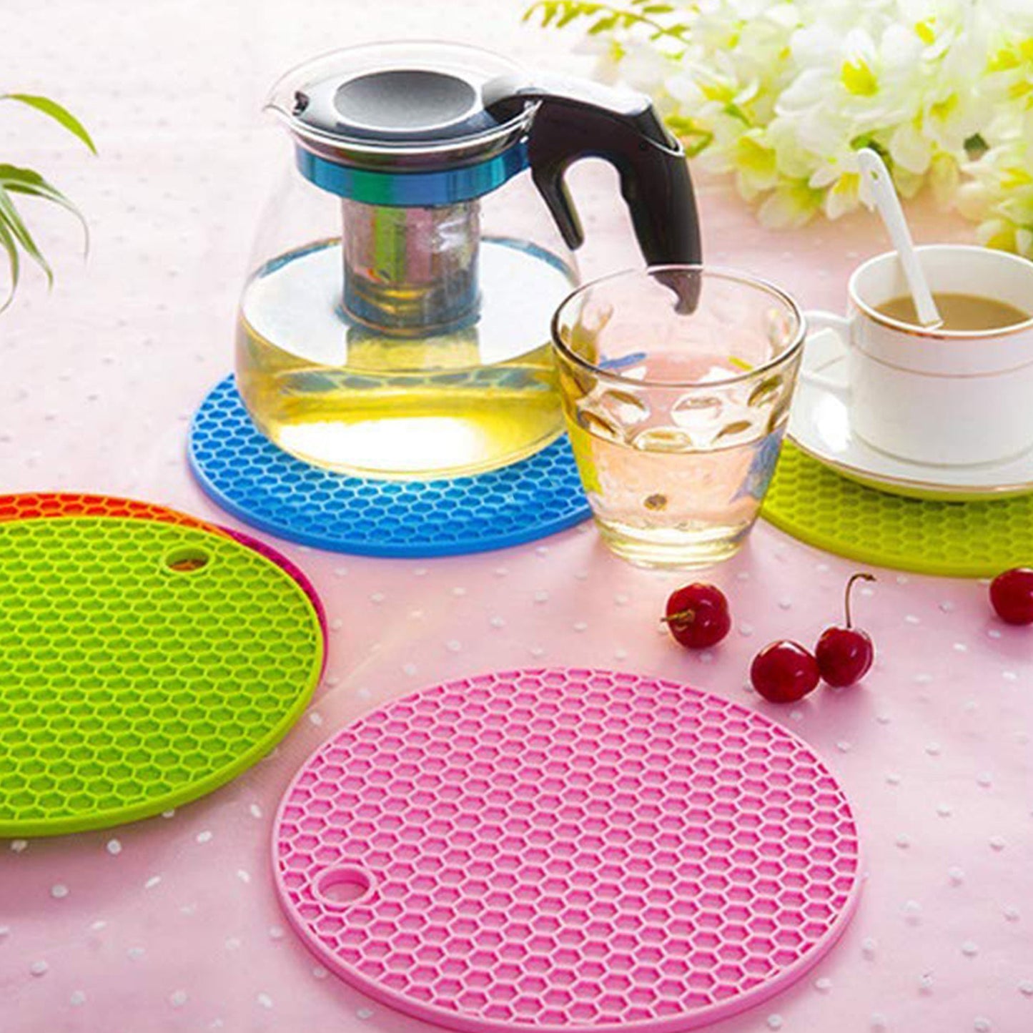 4 Pc Silicone Trivet Mat Set for Hot Utensils - Happy Price - Image 2
