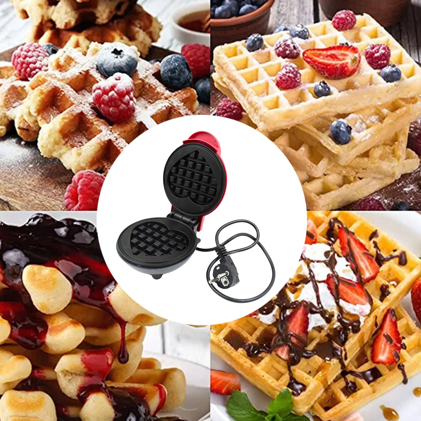 Mini Waffle Maker Machine Waffle Iron Home Appliances Kitchen Gift Easy To Clean On-stick Surfaces Perfect Breakfast Dessert Sandwich Pan Cakes Paninis  Other Snacks Machine - Happy Price - Image 4
