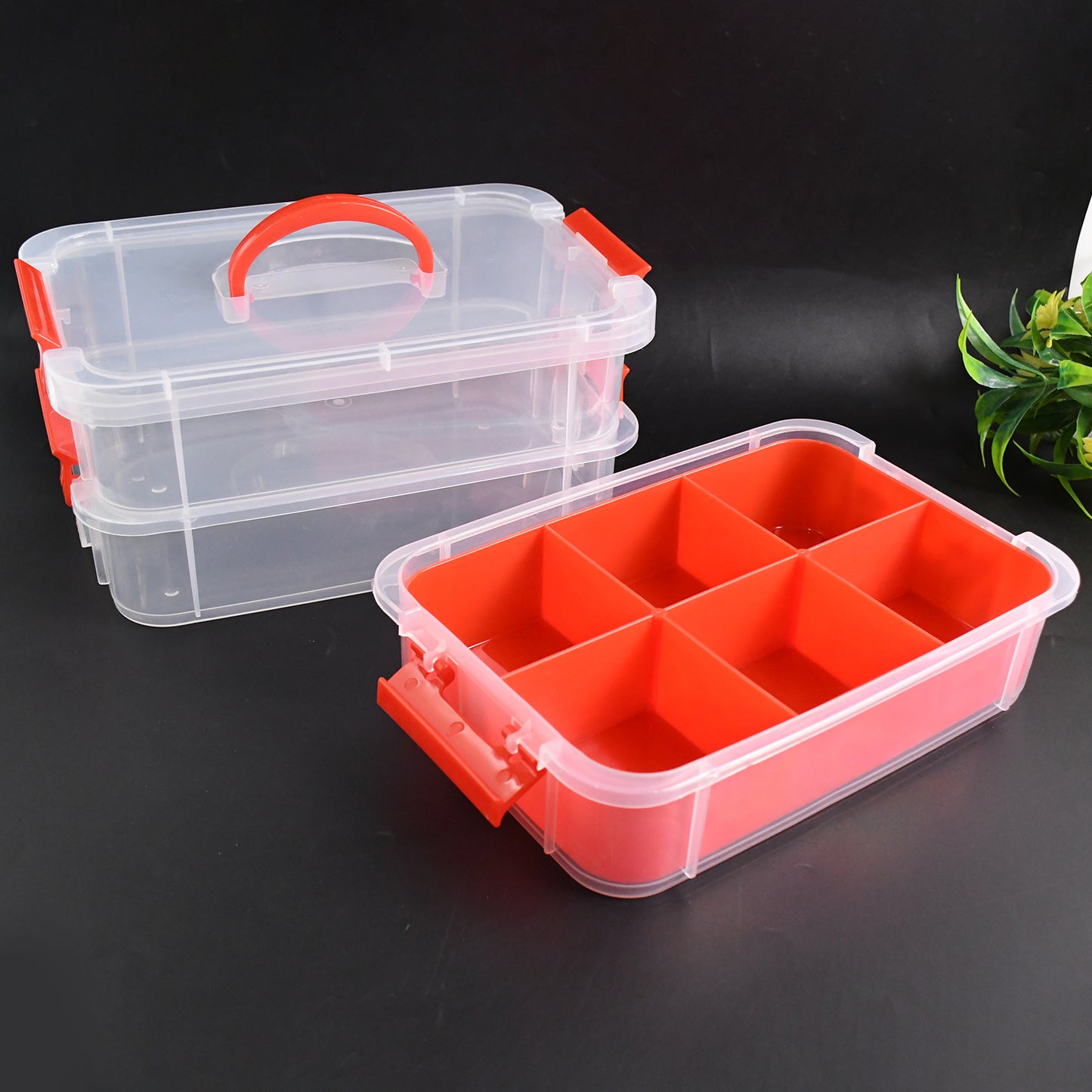 3-layer Multi-purpose Transparent Plastic Storage Carry Box With Handle - Happy Price - Image 5